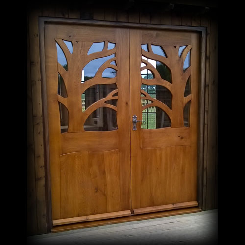Solid oak glazed tree-house doors